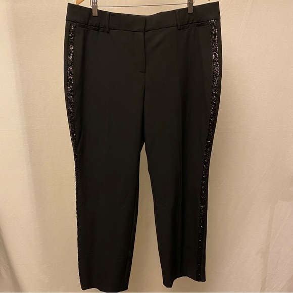 Lane Bryant 18 Short NWT Perfect Drape Straight Leg Pants Sequin Side Black - Picture 10 of 12